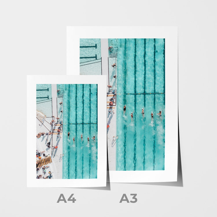 Size upgrade variant of coastal print in glowing mona frame - beach wall art for modern