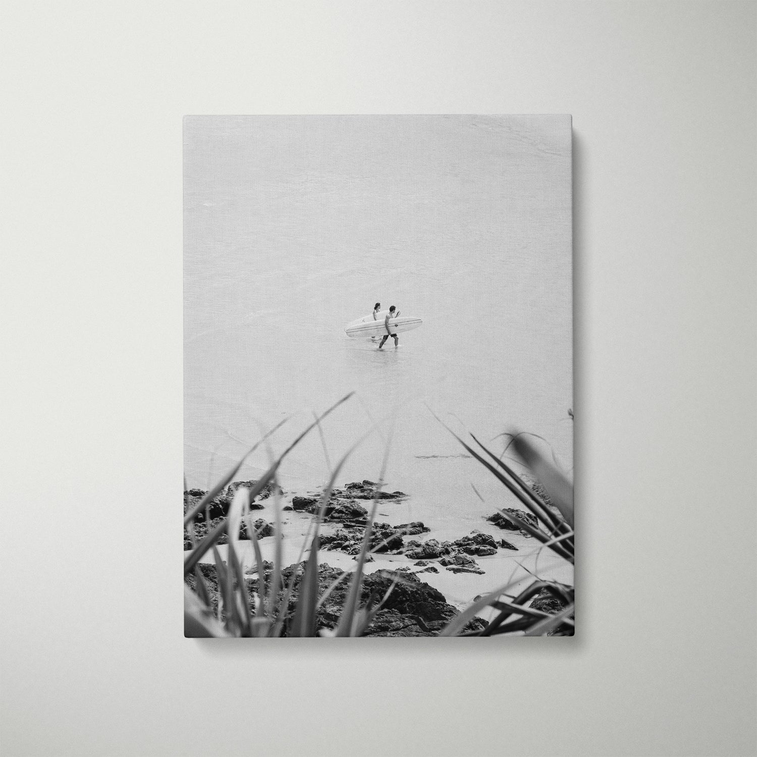 Byron Bay surf buddies in white frame - coastal lifestyle photography wall art