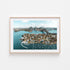 Sydney harbour cityscape views in oak frame - coastal photography wall art