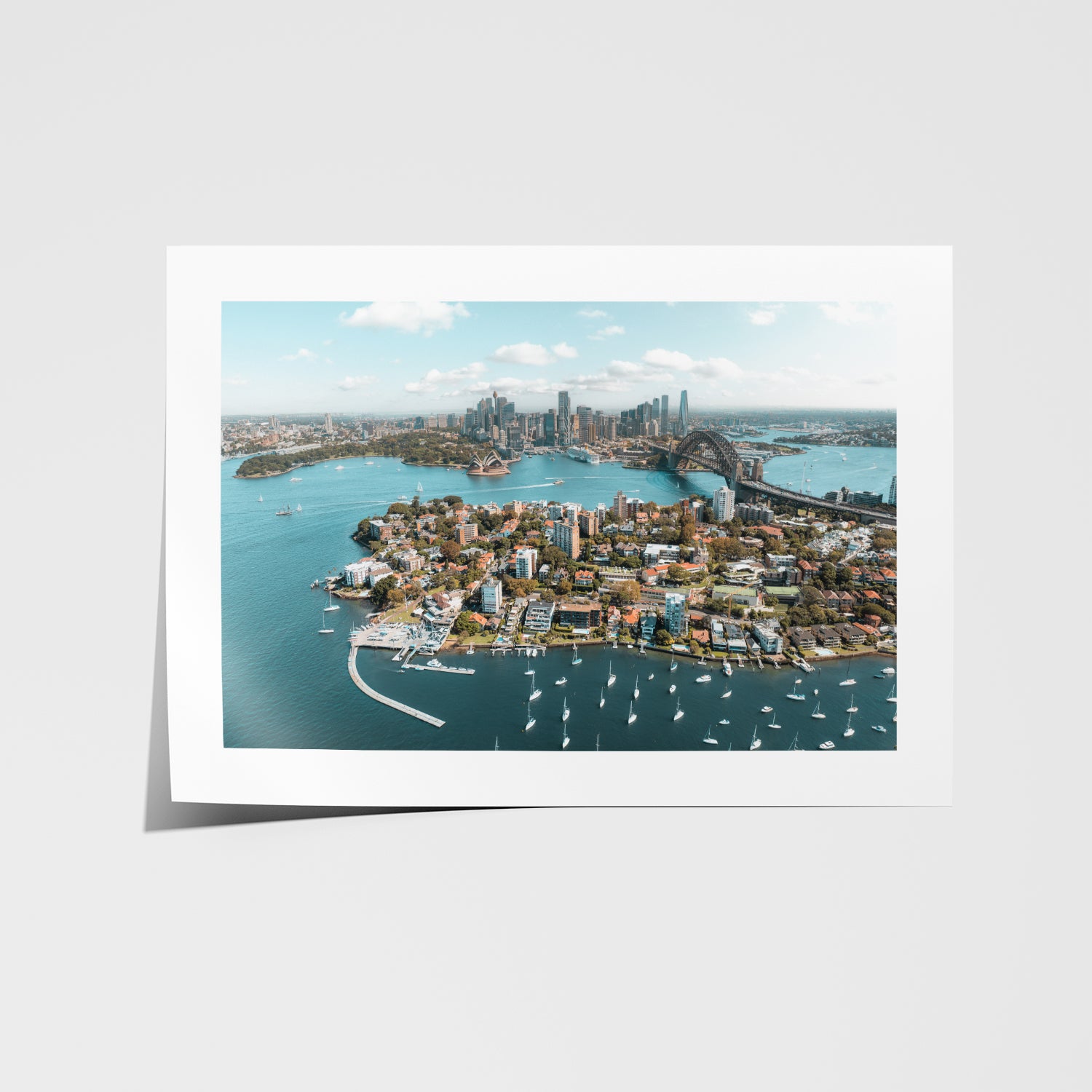 Sydney harbour views framed in white - scenic coastal photography wall art for modern
