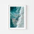 Tamarama Beach aerial seascape in white frame - Australian coastal photography wall art