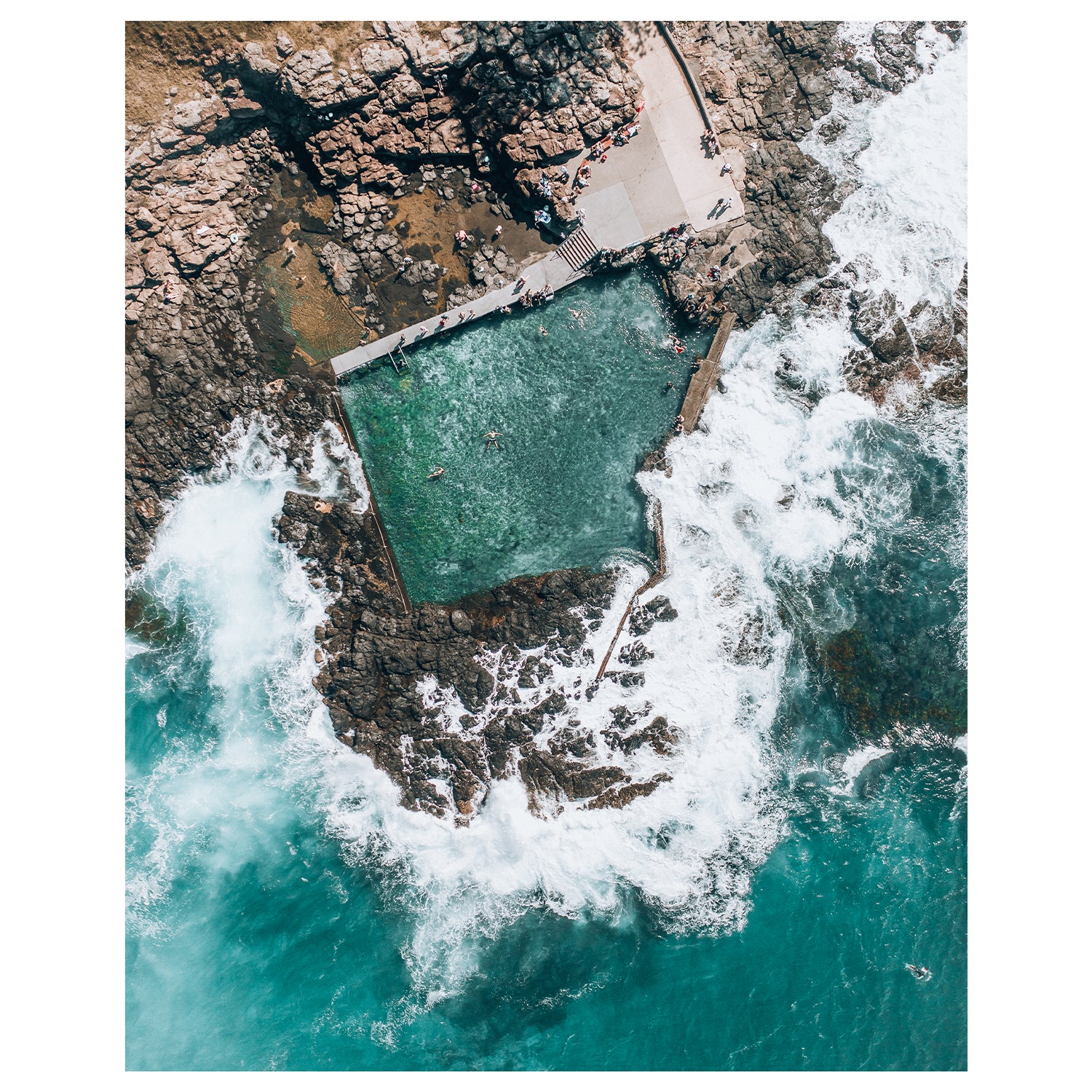 Kiama rock pools aerial view - coastal photography wall art, unframed print