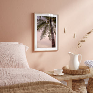 Tropical seascape scene in oak frame - coastal photography wall art for modern homes
