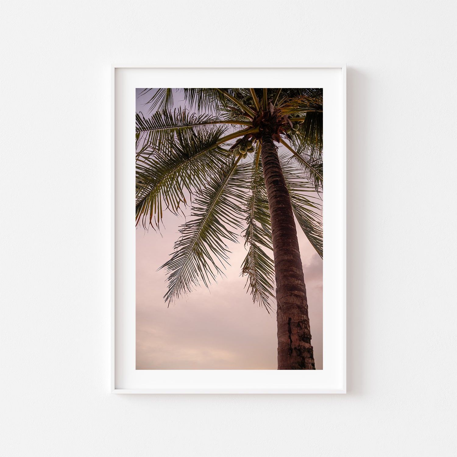 Tropical coastal landscape in white frame - beach photography print for coastal homes