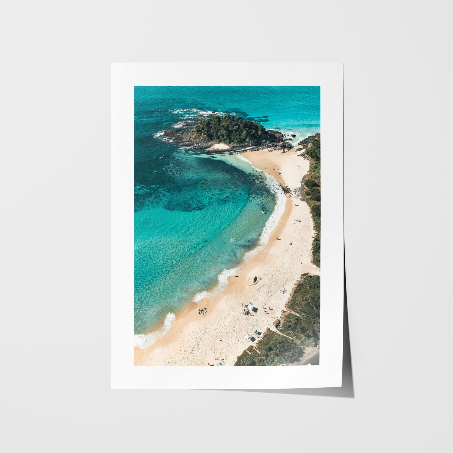 Vacay Mode" relaxing coastal text in white frame - typography beach wall art