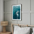 Whales swimming in Bondi waters - black framed ocean life wall art for coastal homes