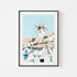 Windmill of Oia Santorini landscape in black frame - Mediterranean coastal wall art