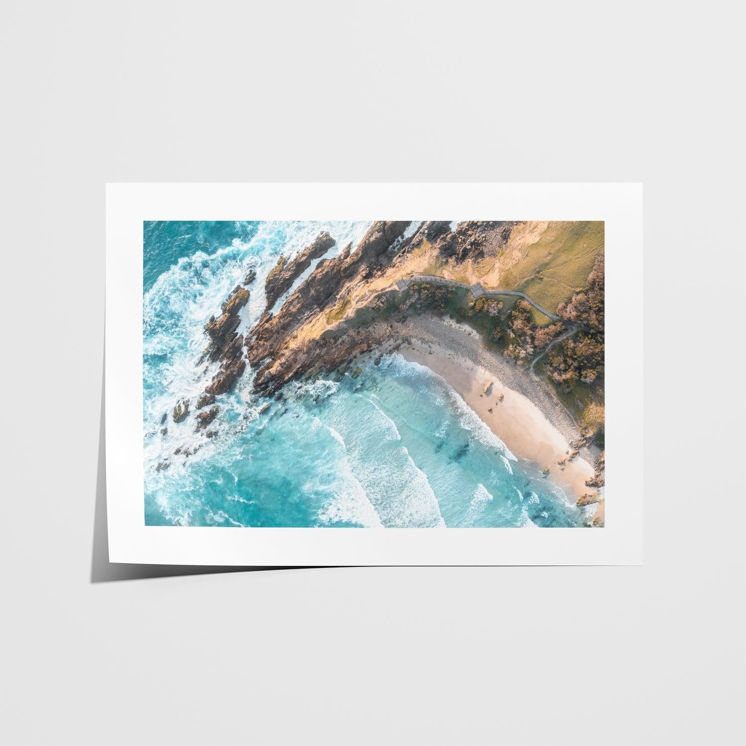 Above Little Wategos Art Print-Print-Through Our Lens-Unframed-Small-Landscape-Through Our Lens