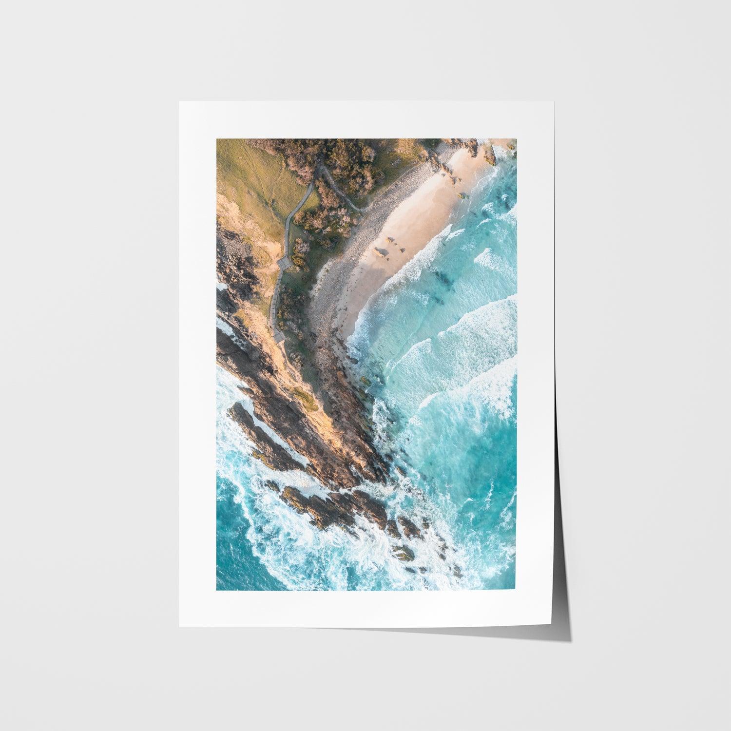 Above Little Wategos Art Print-Print-Through Our Lens-Unframed-Small-Portrait-Through Our Lens