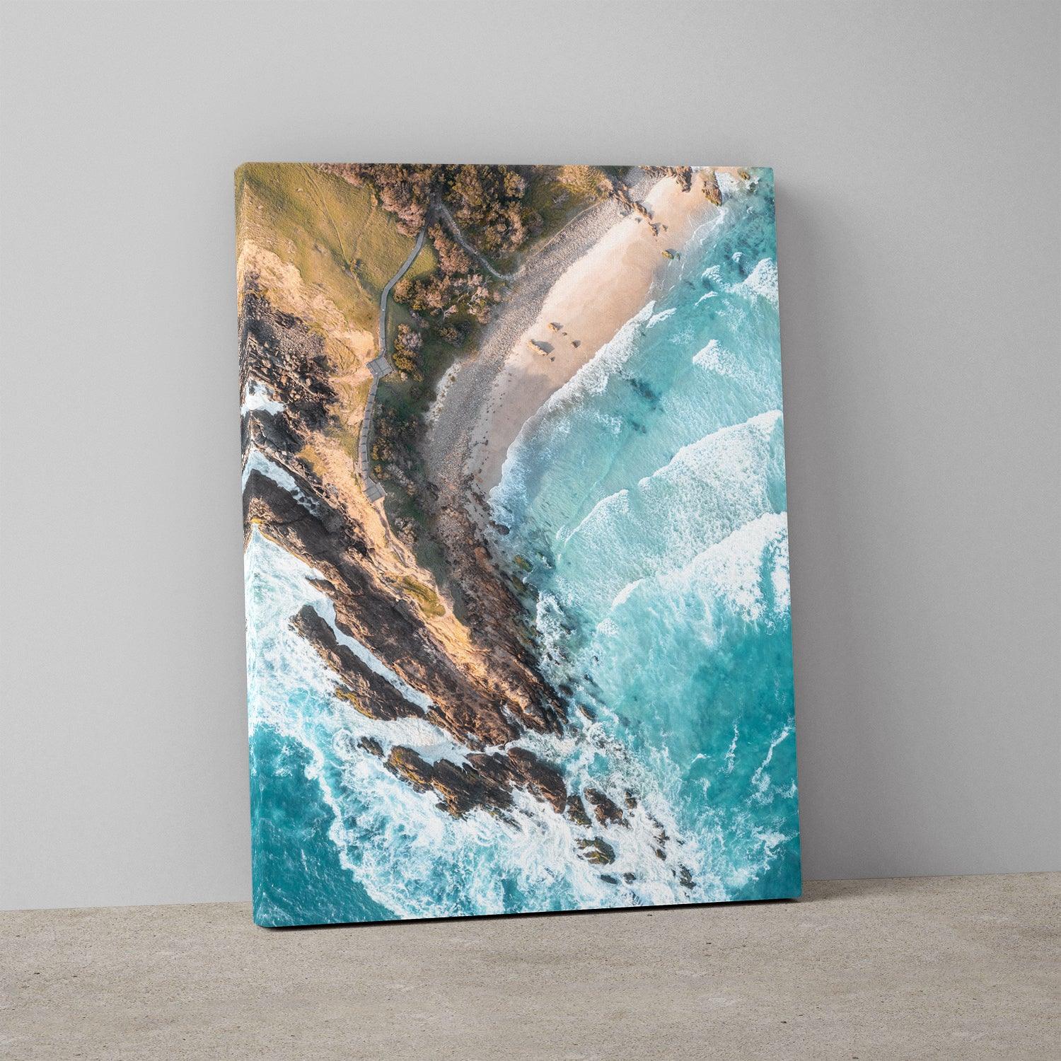 Above Little Wategos Art Print-Print-Through Our Lens-Stretched Canvas-Small-Portrait-Through Our Lens