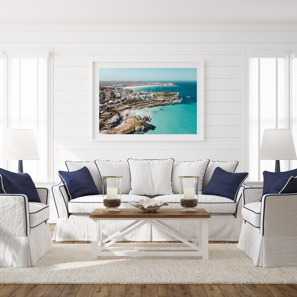 MacKenzies Bay White Frame Artwork near Tamarama beach in Sydneys Eastern Suburbs