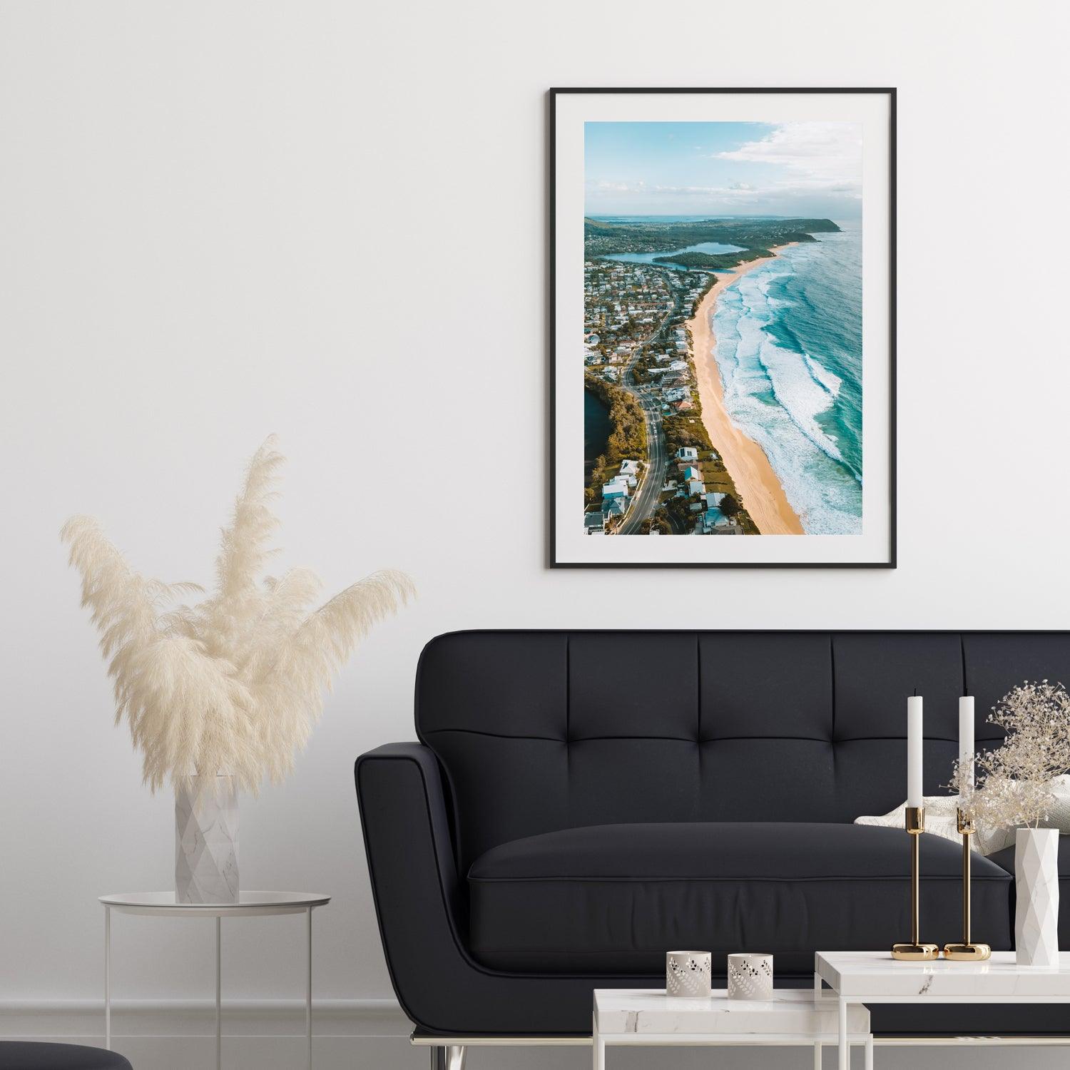 Along Terrigal Art Print-Print-Through Our Lens-Black Frame-Small-Through Our Lens
