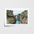 Amalfi Coast scenic boat ride in white frame - Mediterranean seascape wall art
