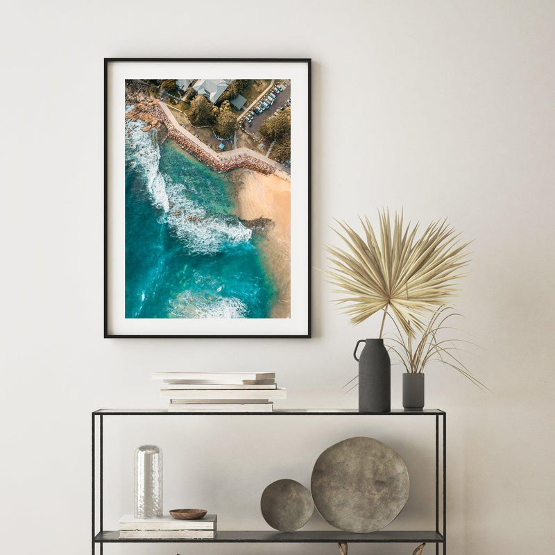 Avoca Beach Rockpool Art Print-Print-Through Our Lens-Black Frame-Small-Portrait-Through Our Lens