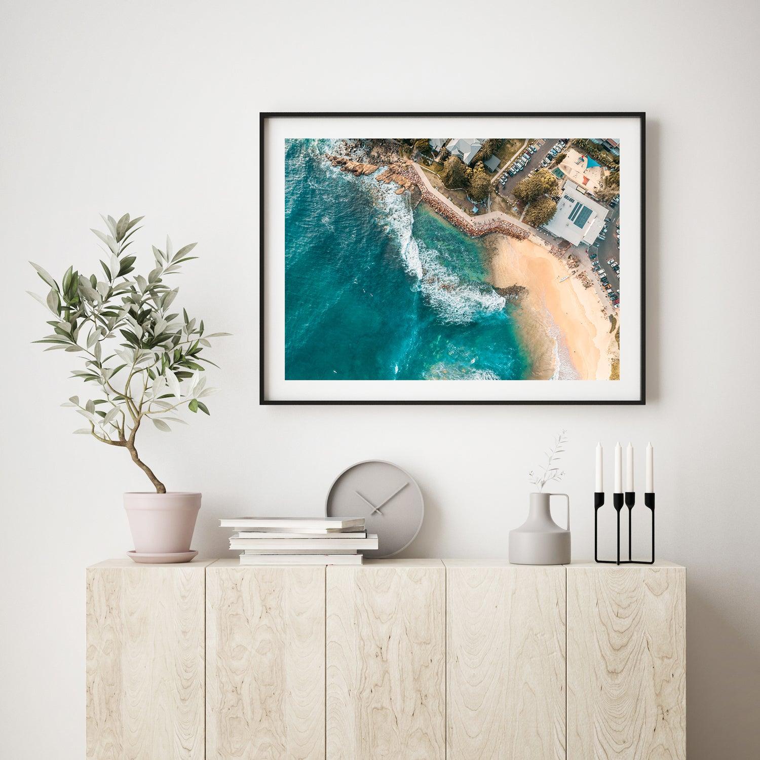 Avoca Beach Rockpool Art Print-Print-Through Our Lens-Black Frame-Small-Landscape-Through Our Lens