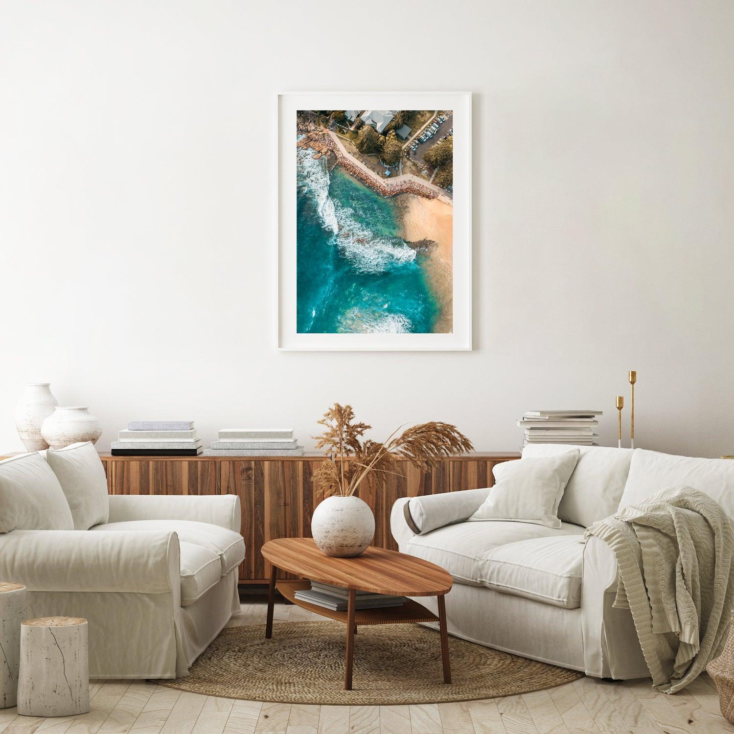 Avoca Beach Rockpool Art Print-Print-Through Our Lens-White Frame-Small-Portrait-Through Our Lens