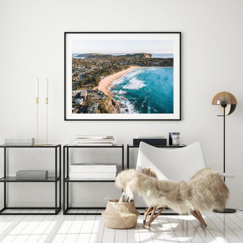 Avalon Beach Art Print-Print-Small-White Frame-Landscape-Through Our Lens