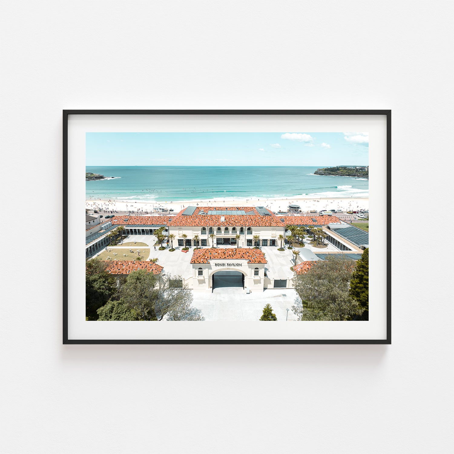 Bondi Pavilion heritage building in black frame - iconic Sydney beach architecture wall