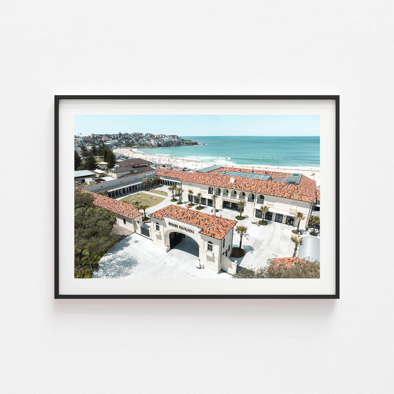 Bondi Pavilion historic beachside building in black frame - Sydney coastal wall art