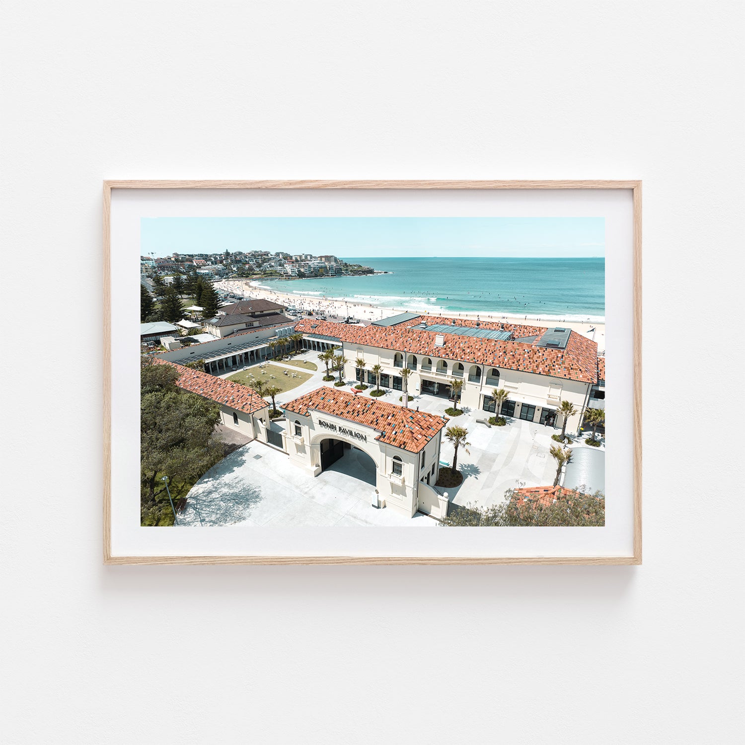 Bondi Pavilion architectural photograph in oak frame - Sydney beach landmark wall art