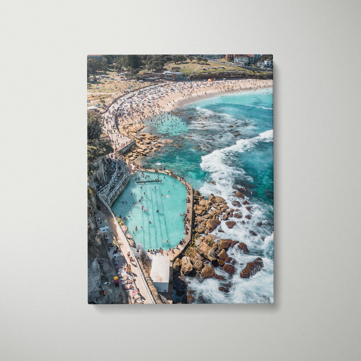 Bronte Beach aerial swimmers buzzing through waves - framed coastal photography wall art