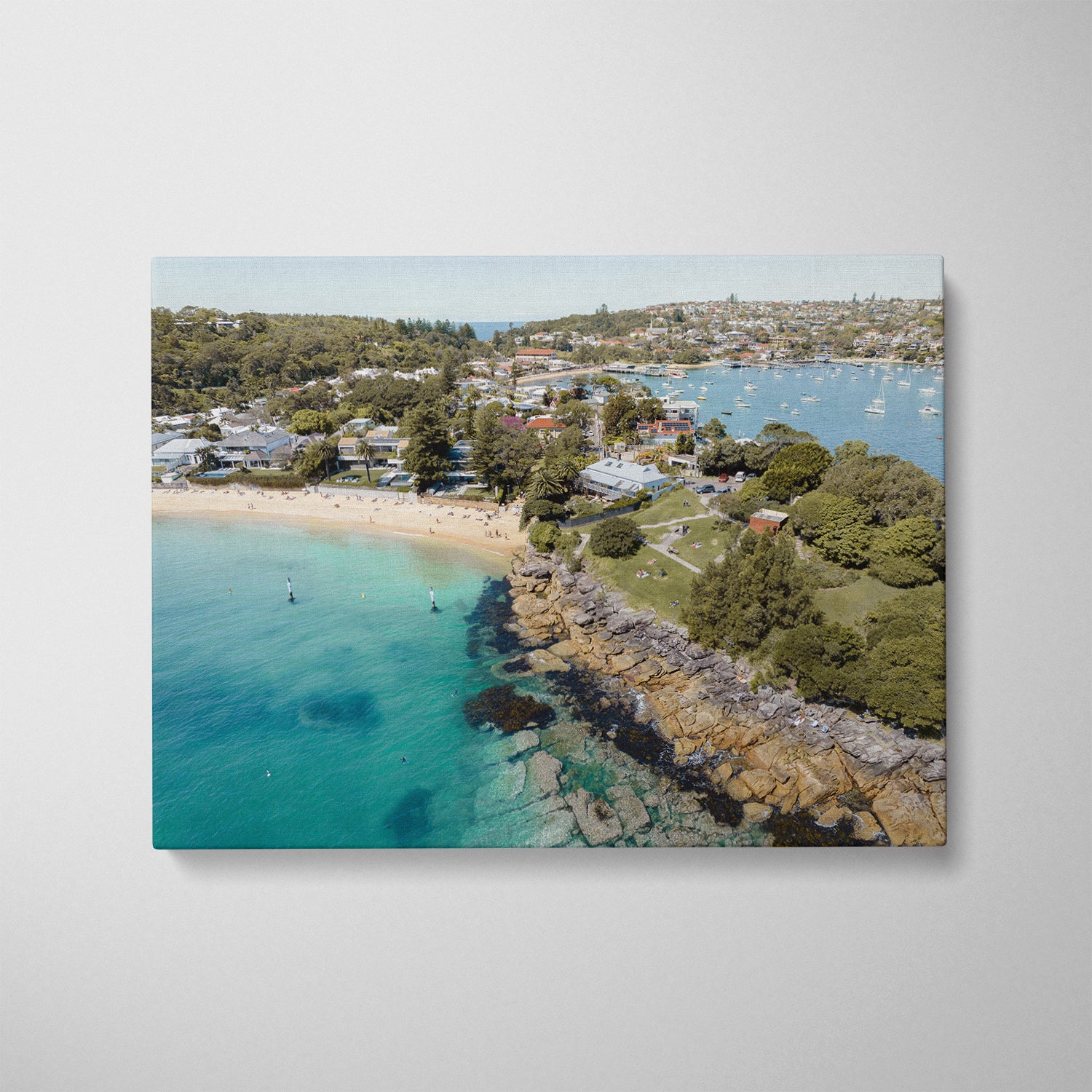 Camp Cove coastal seascape in white frame - Sydney beach landscape wall art