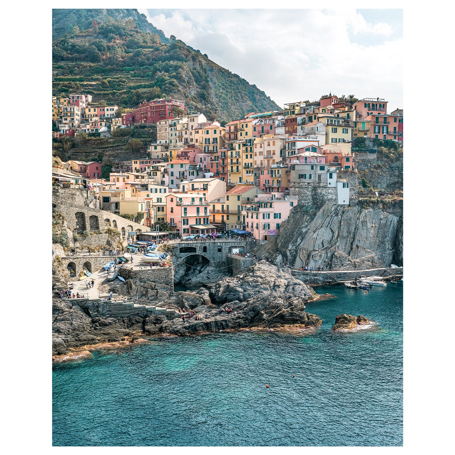 Cinque Terre coastal village seascape - Italian Mediterranean wall art unframed print