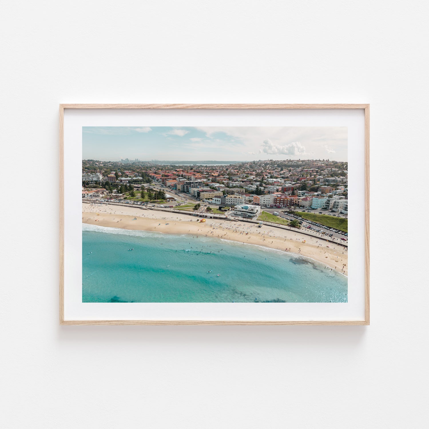 North Bondi Surf Club in a Oak Timber Frame Landscape Art Print by Through Our Lens