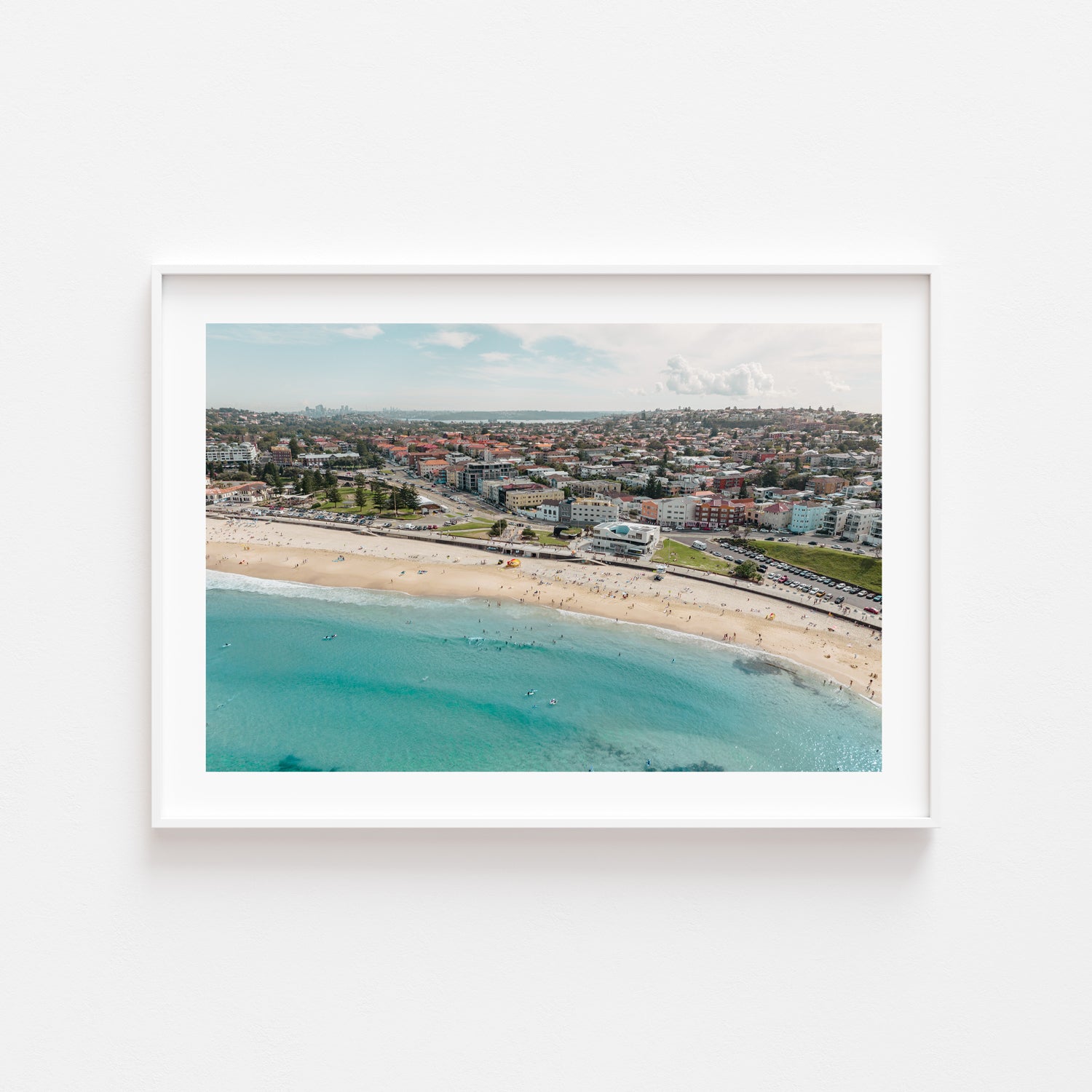 North Bondi Surf Club in a White Frame Landscape Art Print by Through Our Lens