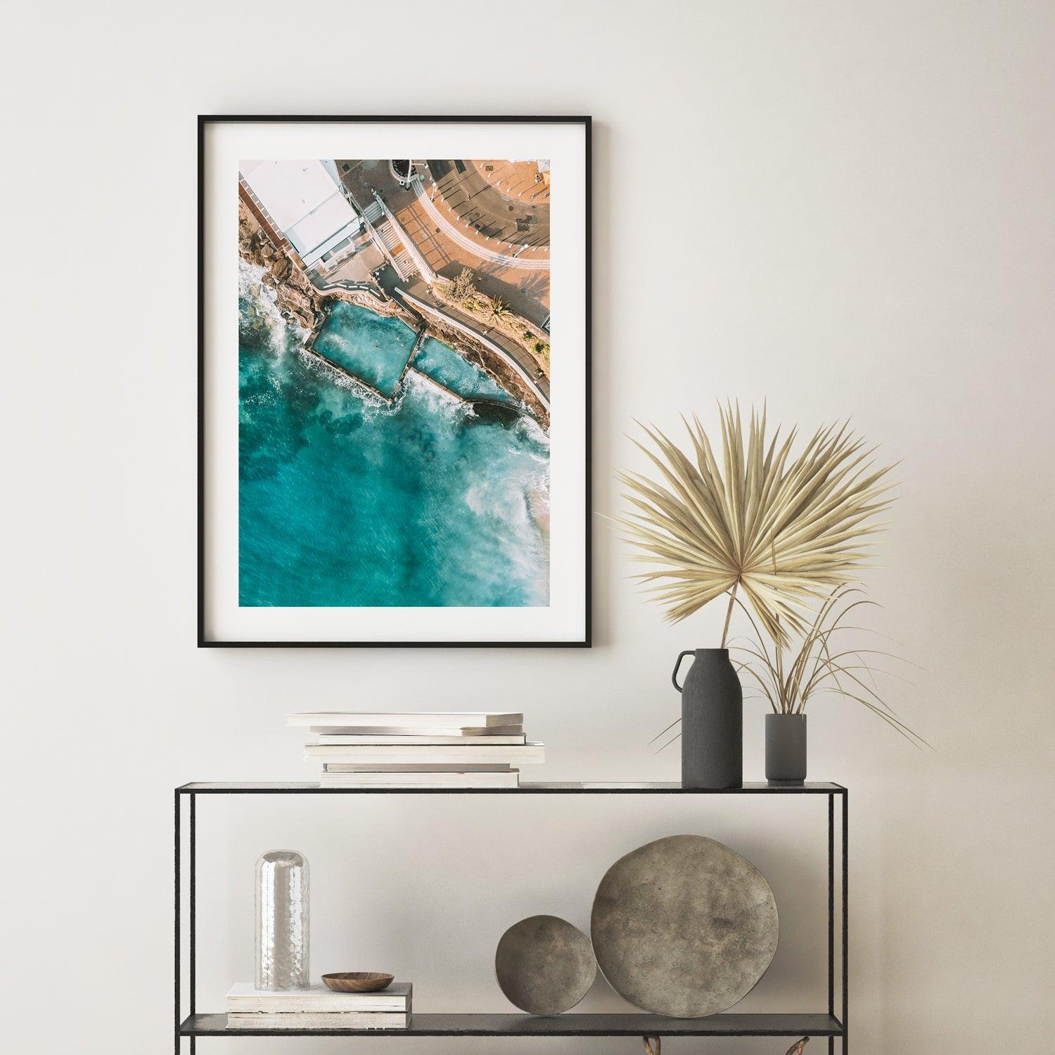 Coogee Pools Art Print-Print-Through Our Lens-Black Frame-Small-Through Our Lens