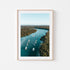 Currambene Creek waterway aerial view in oak frame - coastal landscape wall art