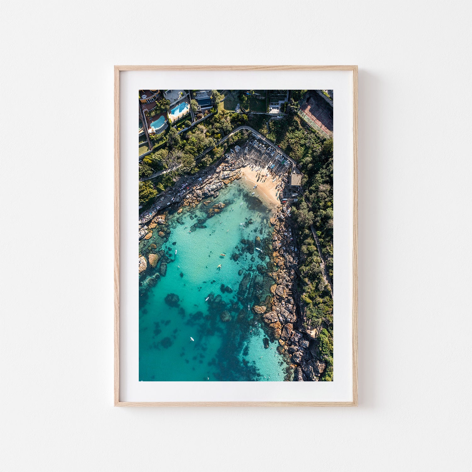 Gordon's Bay afternoon seascape in oak frame - coastal photography wall art