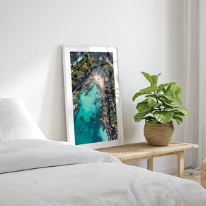 Gordon's afternoon coastal seascape in white frame - beach photography wall art