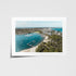 Gunnamatta Bay ocean pool aerial view in white frame - coastal swimming photography wall