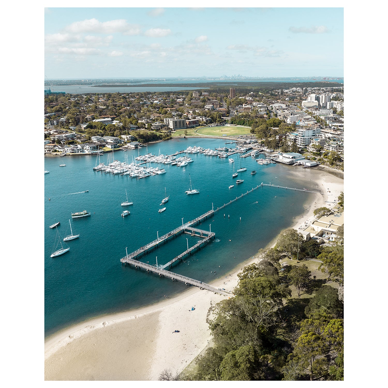 Gunnamatta Bay ocean pool aerial view - coastal photography wall art for modern homes