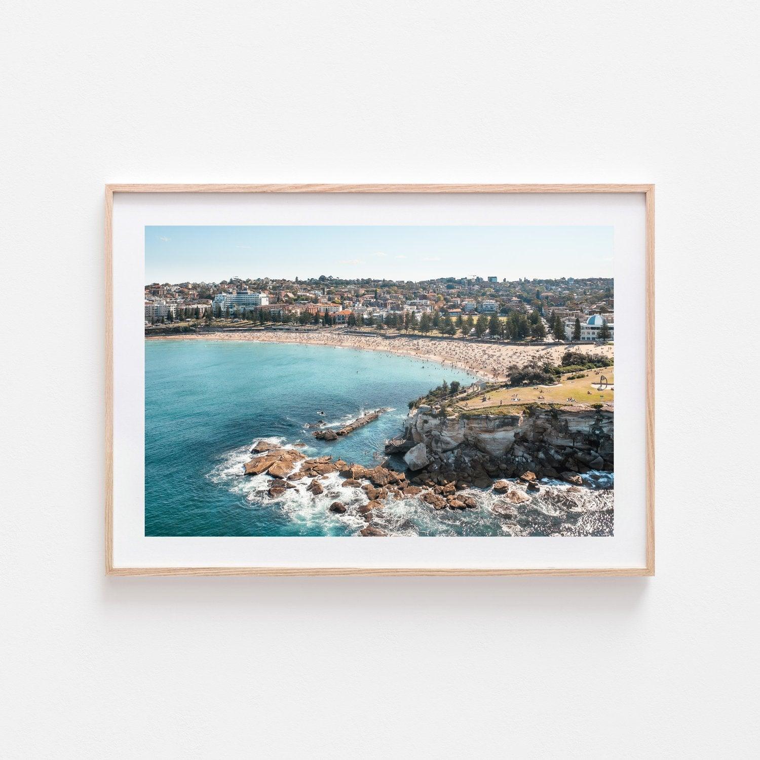 Salty Coogee Art Print-Print-Small-Oak Frame-Landscape-Through Our Lens