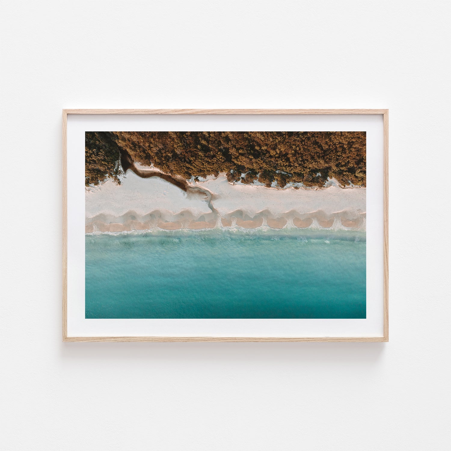 Hyams Beach pristine seascape in oak frame - Australian coastal photography wall art