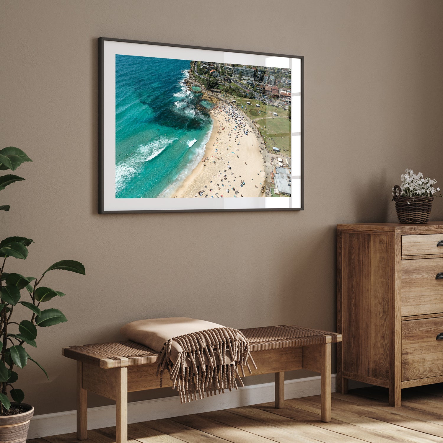Bronte ocean pool swimmers in full swing - framed coastal photography wall art