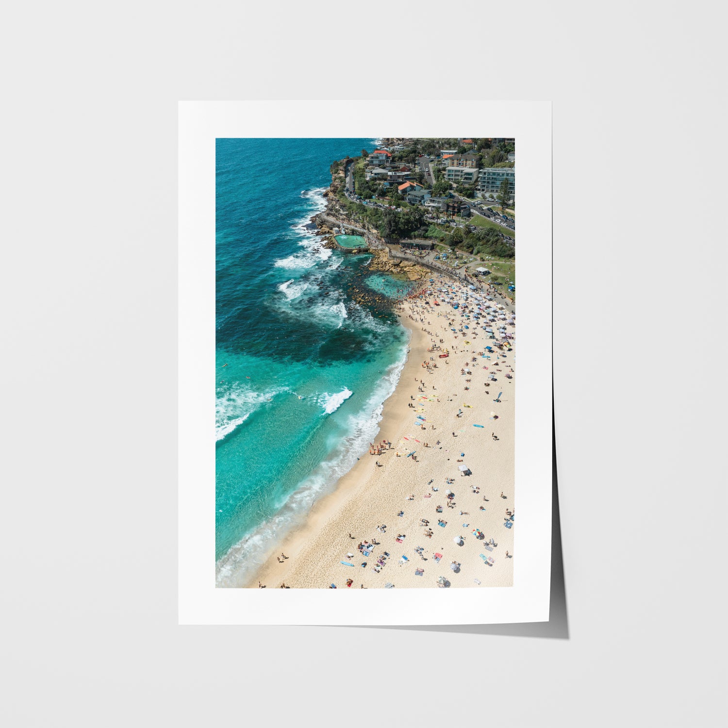 Bronte Beach swimmer in full swing - framed coastal photography for modern beach homes