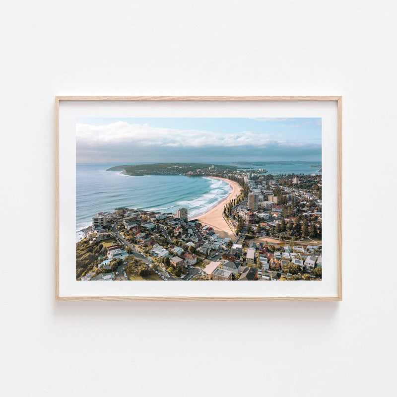 Manly From Above Art Print-Print-Through Our Lens-Oak Frame-Small-Landscape-Through Our Lens
