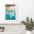 Manly Beach waves in white frame - coastal seascape wall art for modern homes