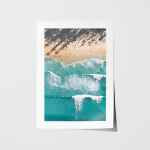 Manly Beach waves in white frame - coastal seascape photography wall art for modern homes