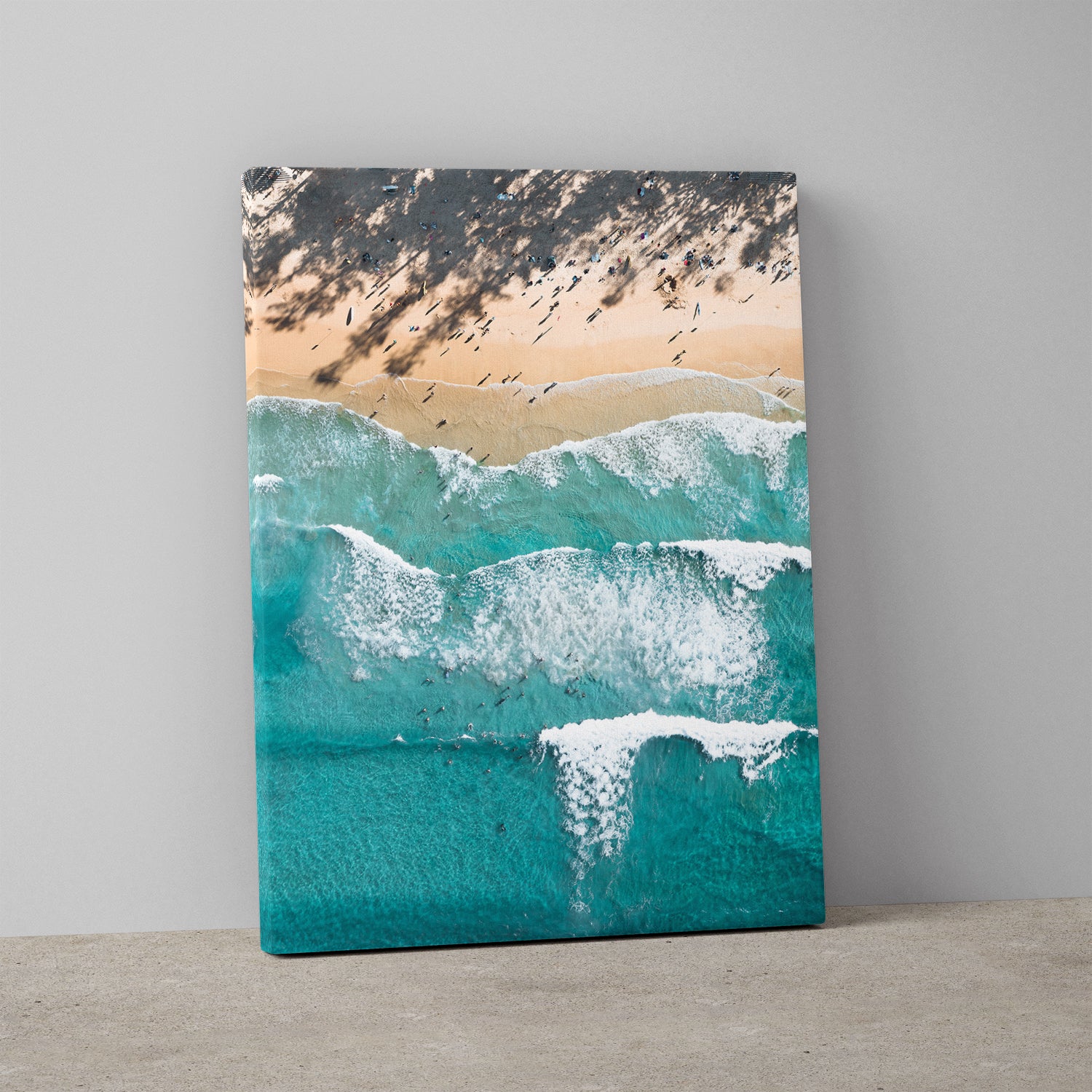 Manly Beach waves in white frame - coastal seascape wall art for modern homes