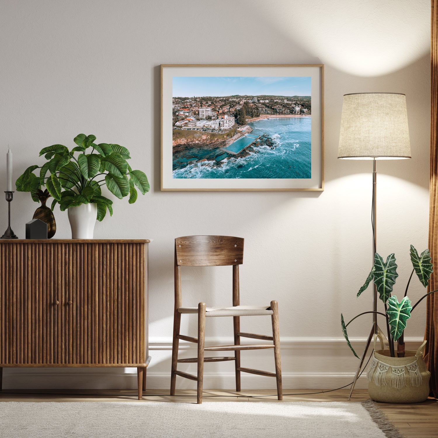 Morning at Dee Why Art Print-Print-Through Our Lens-Oak Frame-Small-Through Our Lens