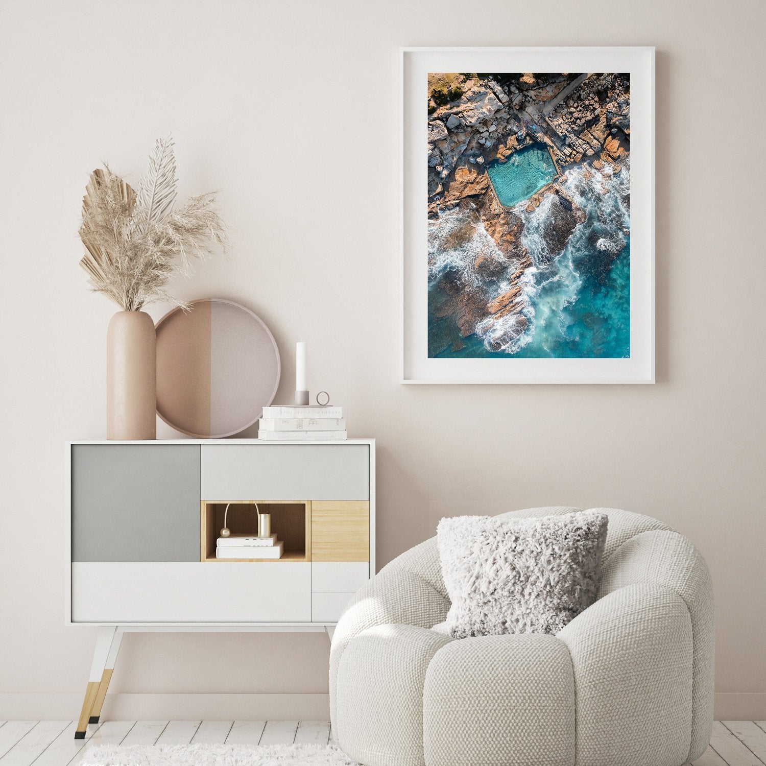 Top Down Mahon Art Print-Print-Small-White Frame-Through Our Lens