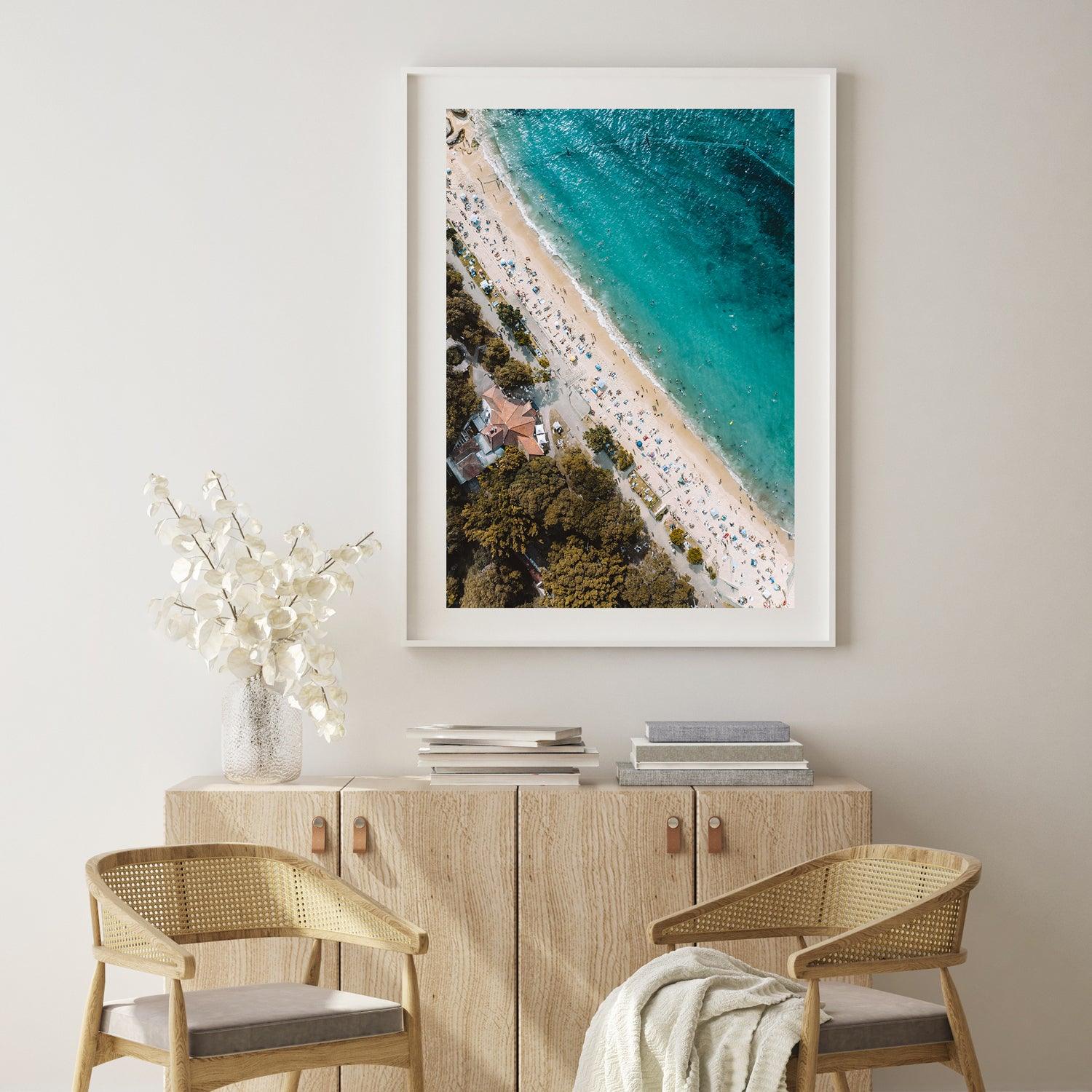 Nielsen Park Beach White Wall Art Frame | Shark Bay Photo  Wall Art Print
