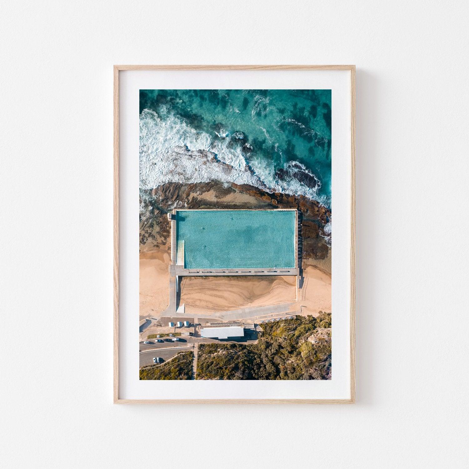 Merewether Baths Art Print-Print-Small-Oak Frame-Through Our Lens