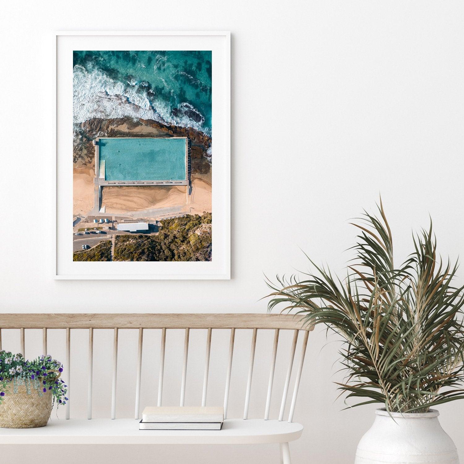 Merewether Baths Art Print-Print-Small-White Frame-Through Our Lens
