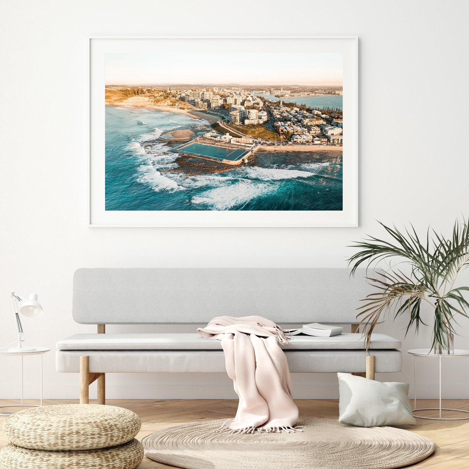 Morning Newcastle Art Print-Print-Small-White Frame-Landscape-Through Our Lens