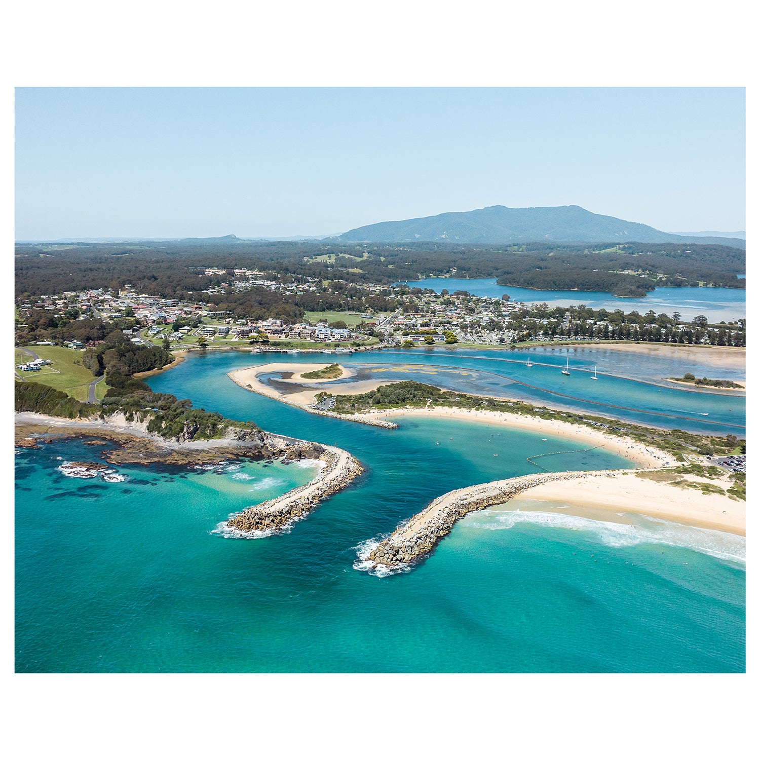 Narooma coastal aerial view - ocean landscape photography art print, unframed